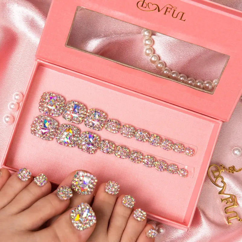 20PCS SIZE FREE Lovful Acrylictoes Handmade Press on Feet Nails Pedicure Acrylicnailtoes (RY)