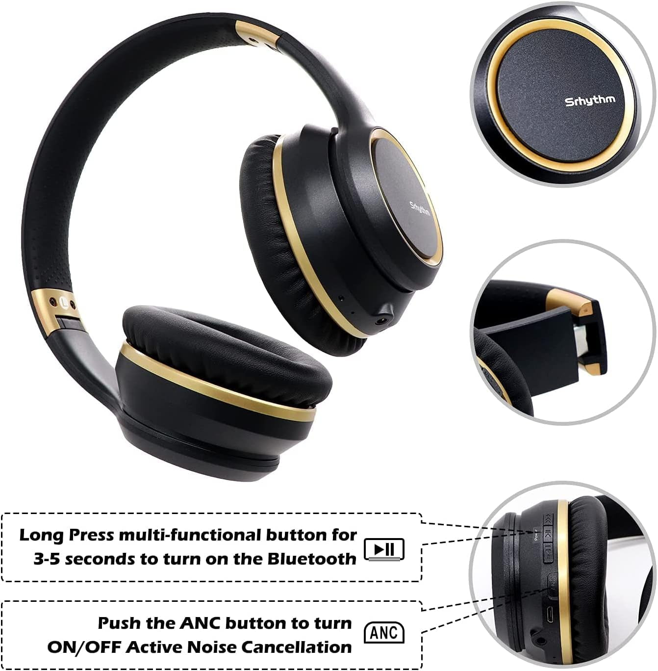 NC15 Noise Cancelling Headphones Bluetooth Over-Ear Headset with Mic for Teens, Adults Online Class/Home Office/Tv/Pc/Phone