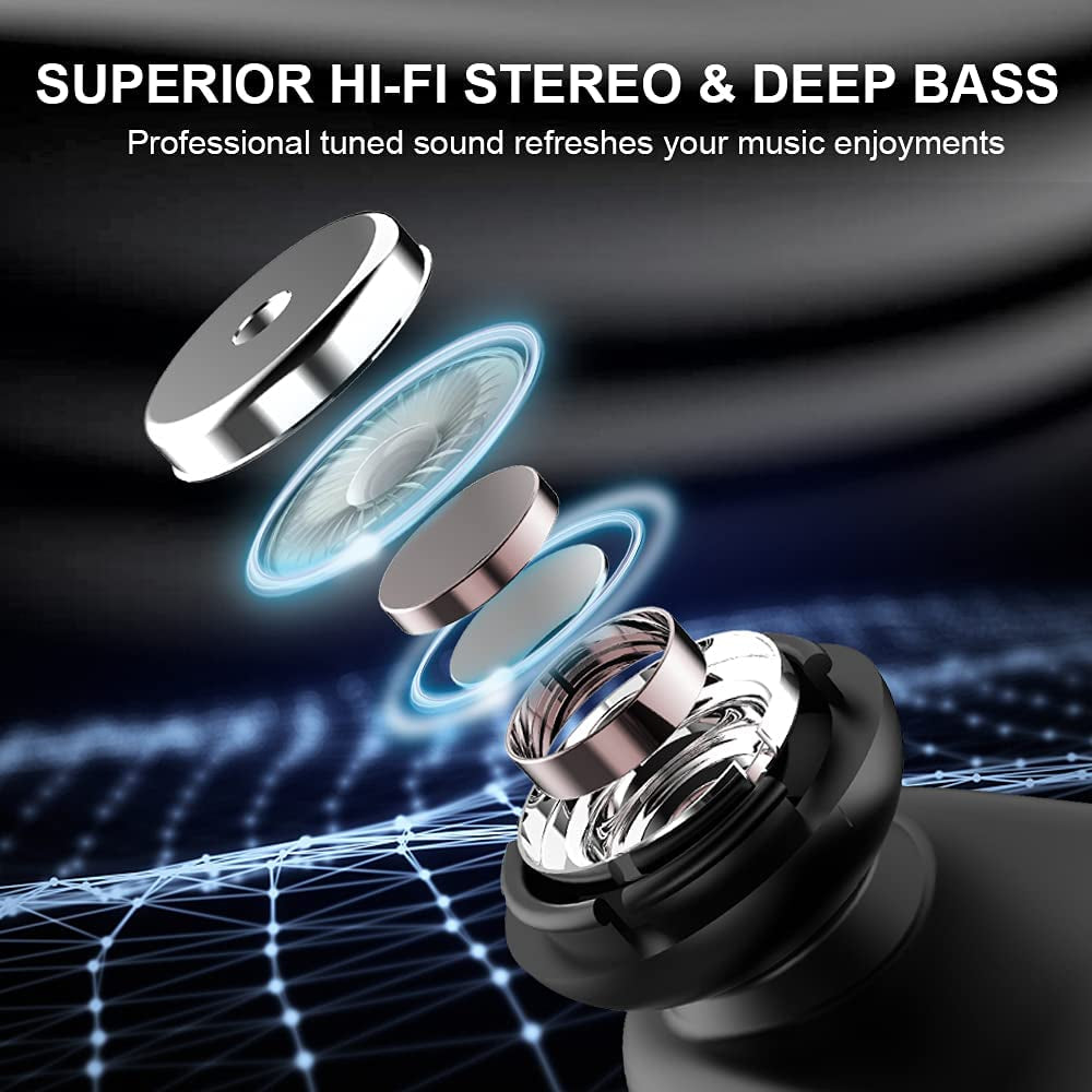 Wireless Earbuds, Bluetooth 5.1 Headphones Sport Wireless Earphones in Ear Noise Cancelling Earbuds with Mic Deep Bass Sport Earhooks IP7 Waterproof 40H Playtime Headset for Running Sport Gym-New Ver.