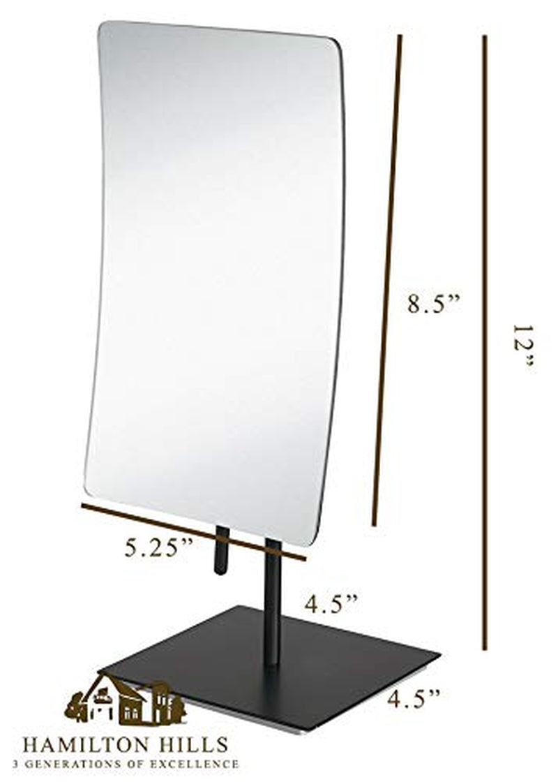 5X Magnified Premium Modern Rectangle Vanity Makeup Mirror | Portable Matte Black Contemporary Finish | Adjustable Easy Positioning | Best Luxury Quality Magnifying Beauty Mirror