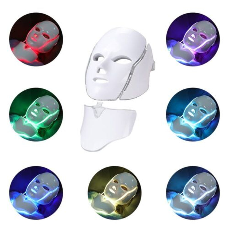 7 Colors LED Light Photon Face Neck Mask Rejuvenation Skin Wrinkles Therapy Mask