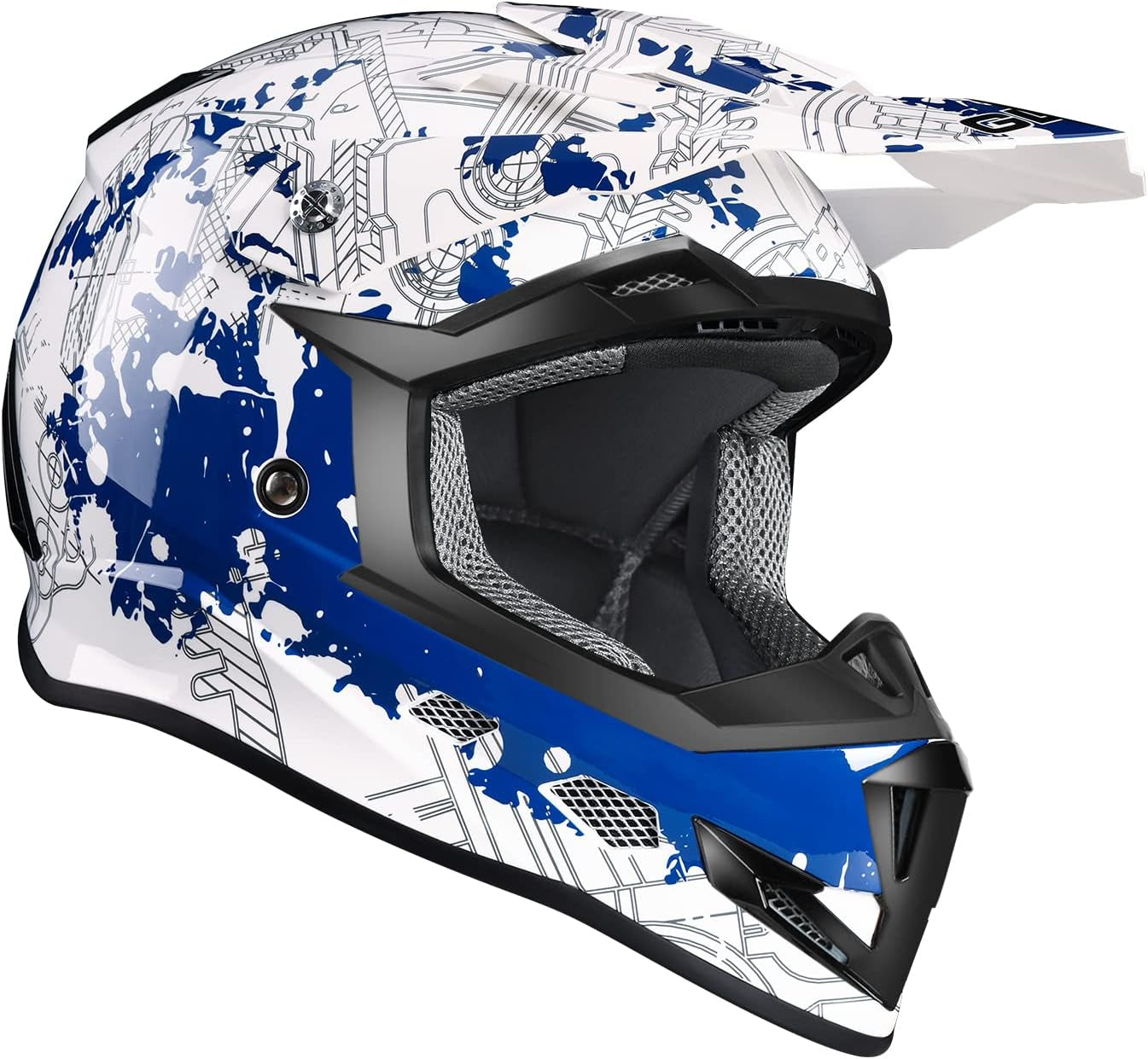 GX623 DOT Kids Youth ATV Off-Road Dirt Bike Motocross Motorcycle Full Face Helmet Combo Gloves Goggles for Boys & Girls (Modern, X-Large)