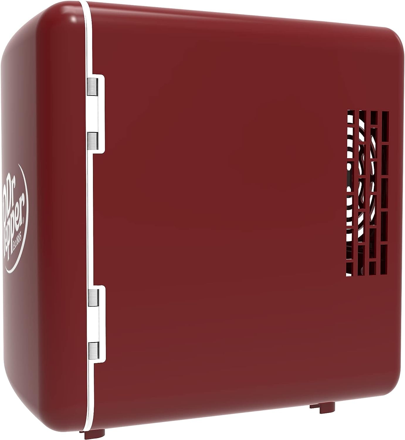 MIS135DRP DR. Pepper Mini Portable Compact Personal Fridge Cooler, 4 Liter Capacity, 6 Cans, Makeup, Skincare, Freon-Free & Eco Friendly, Maroon