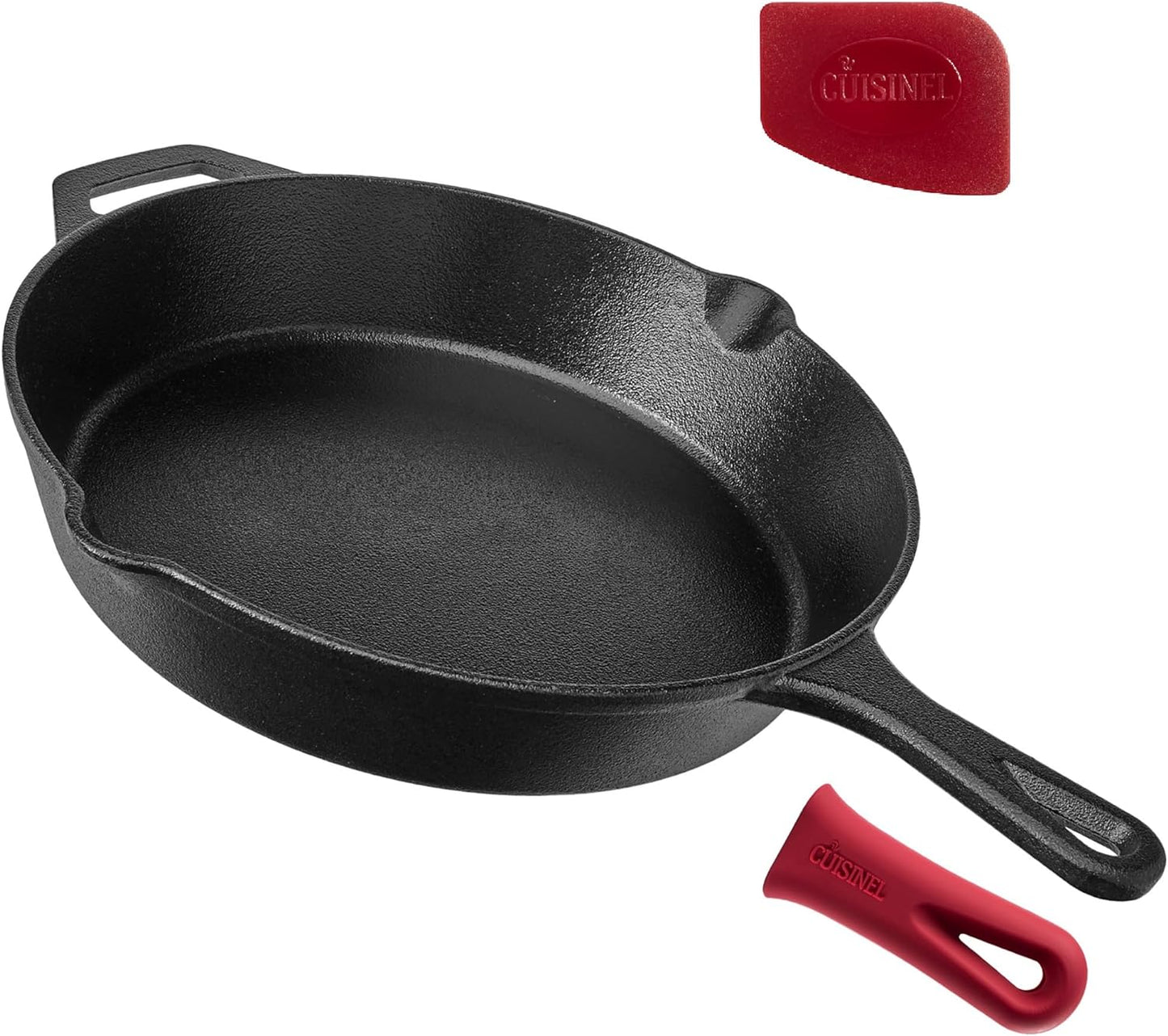 "Ultimate Cast Iron Skillets Set - Pre-Seasoned 12", 10", & 8" Frying Pans with Silicone Grip Covers - Versatile Cookware for Indoor/Outdoor Cooking, BBQ, Oven, and More!"