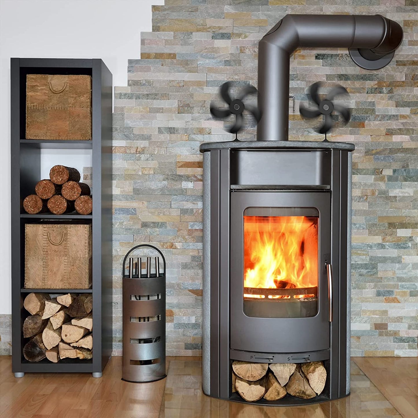 Wood Stove Fan Heat Powered, 5 Blades Non Electric Ecofan, Thermoelectric Fireplace Cocoon Fans for Log/Wood/Pellet Buring Stoves, save Fuel&Efficient Heat Transfer