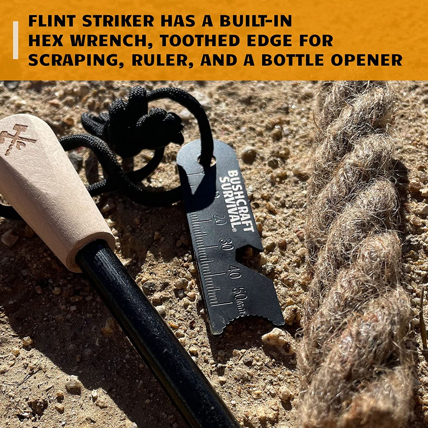 Start your fire fast! - Ferro Rod Fire Starter Kit & Backpacking Multitool | Flint and Steel Striker | Waterproof Magnesium Farrow Rod Tool & Firestarter for Campfires