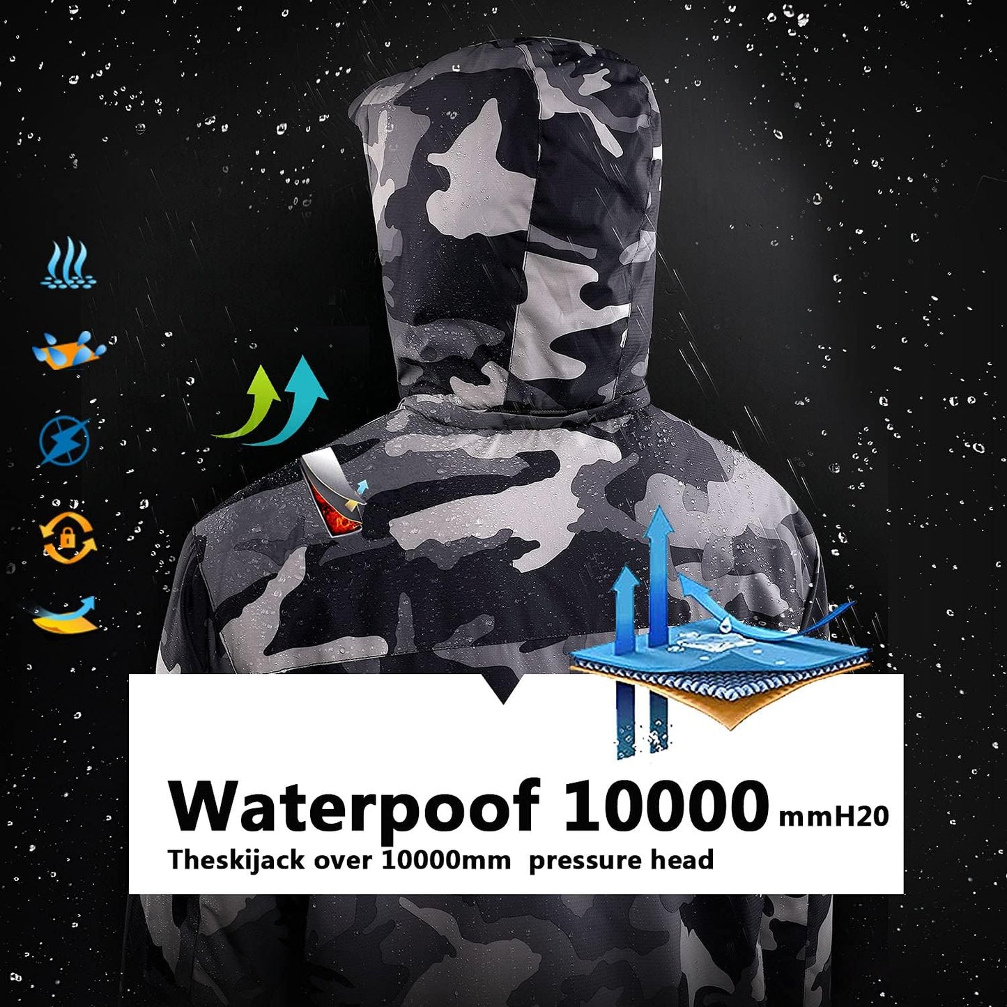 Mens Mountain Waterproof Ski Snow Jacket Windproof Raincoat Winter Warm Hooded Coat