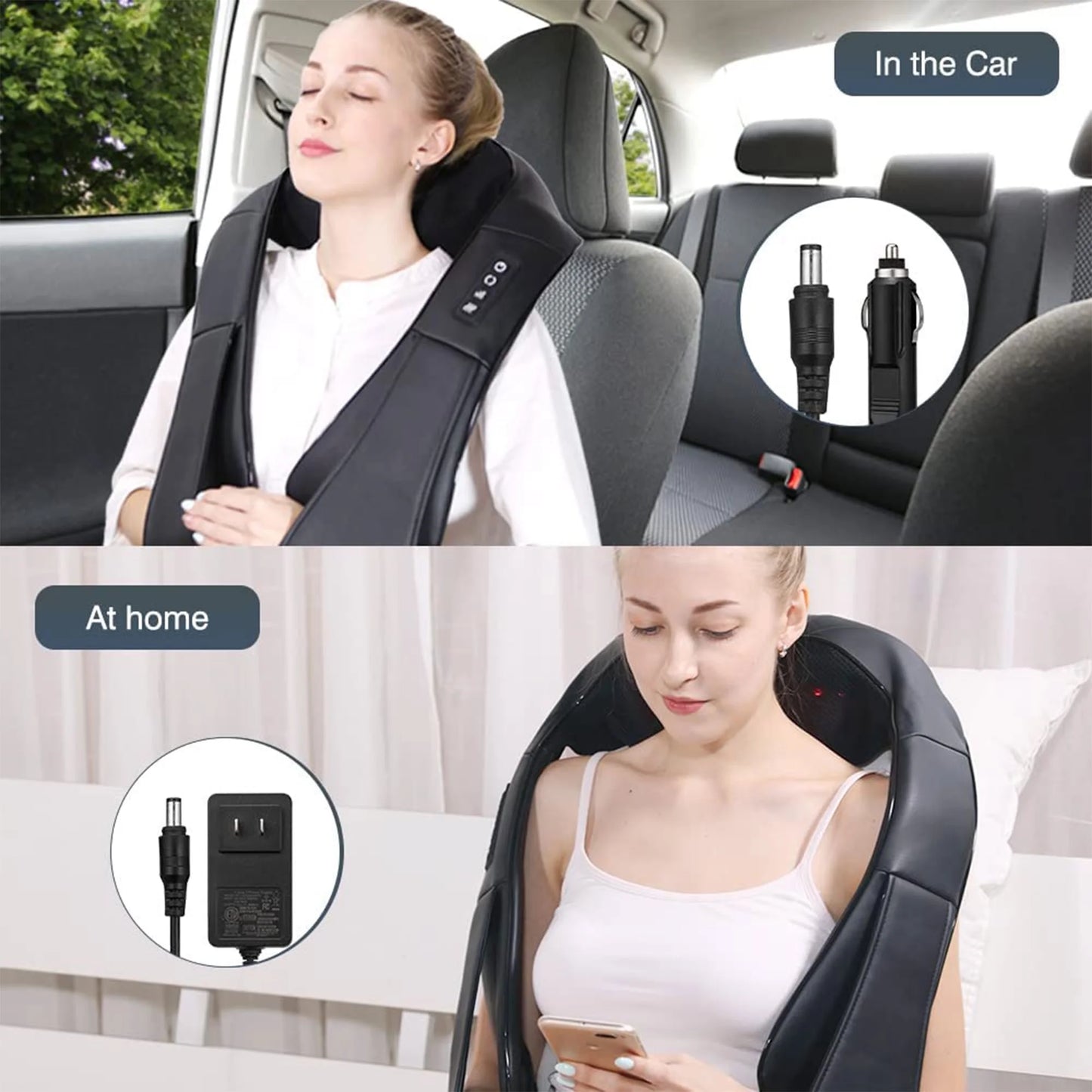 Shiatsu Neck and Back Massager with Soothing Heat, Electric Deep Tissue 3D Kneading Massage Pillow for Shoulder, Leg, Body Muscle Pain Relief, Home, Office, and Car Use