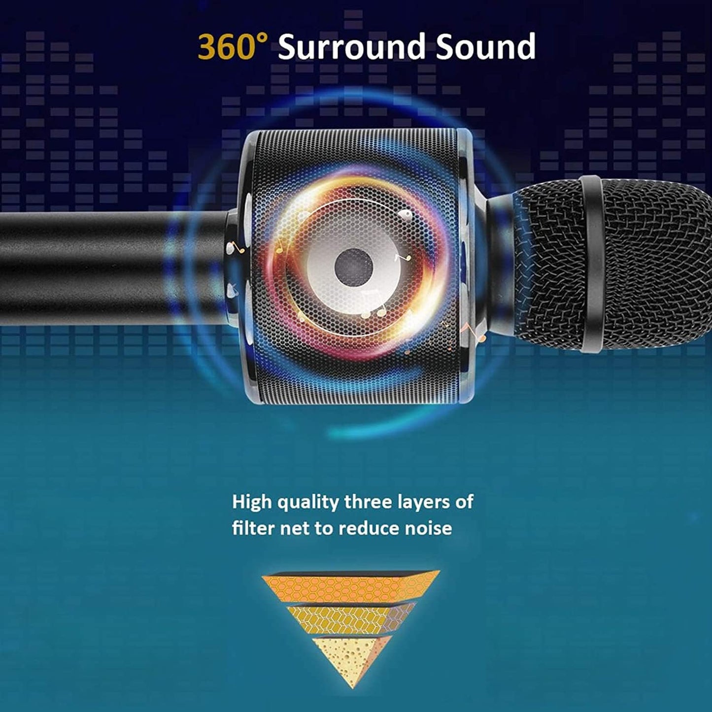 Wireless Bluetooth Karaoke Microphone,3-In-1 Portable Handheld Karaoke Mic Speaker Machine Home Party Birthday for All Smartphones Q37 (Black)