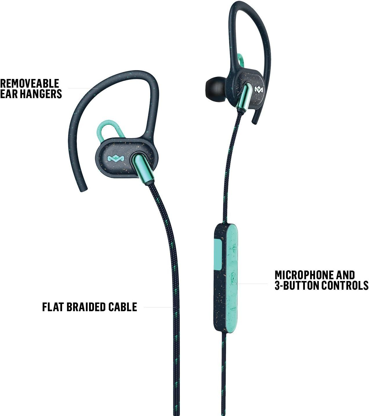 Uprise: Wireless Earphones with Microphone, Bluetooth Connectivity, 8 Hours of Playtime, and Sustainable Materials (Teal)