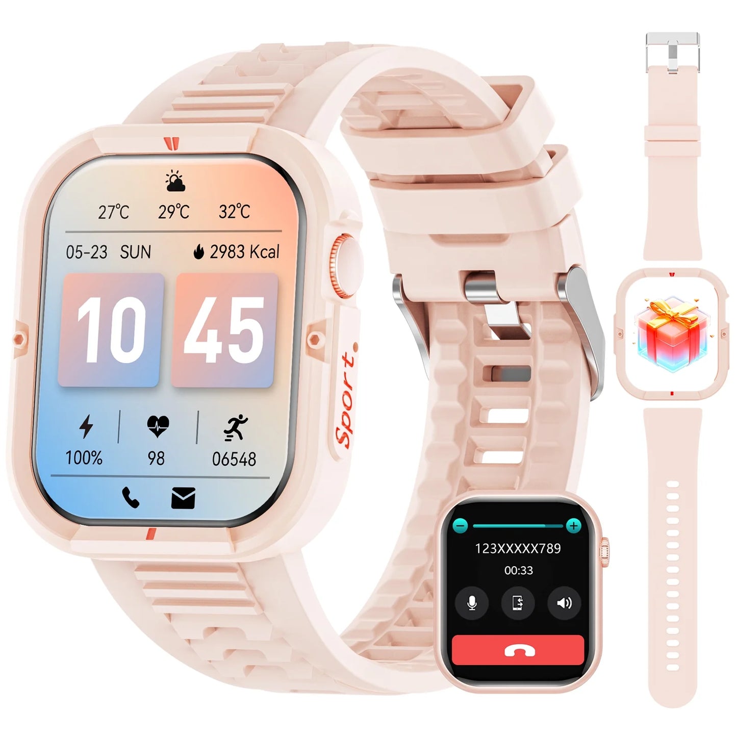 1.85 Inch Smart Watch for Women, Pink