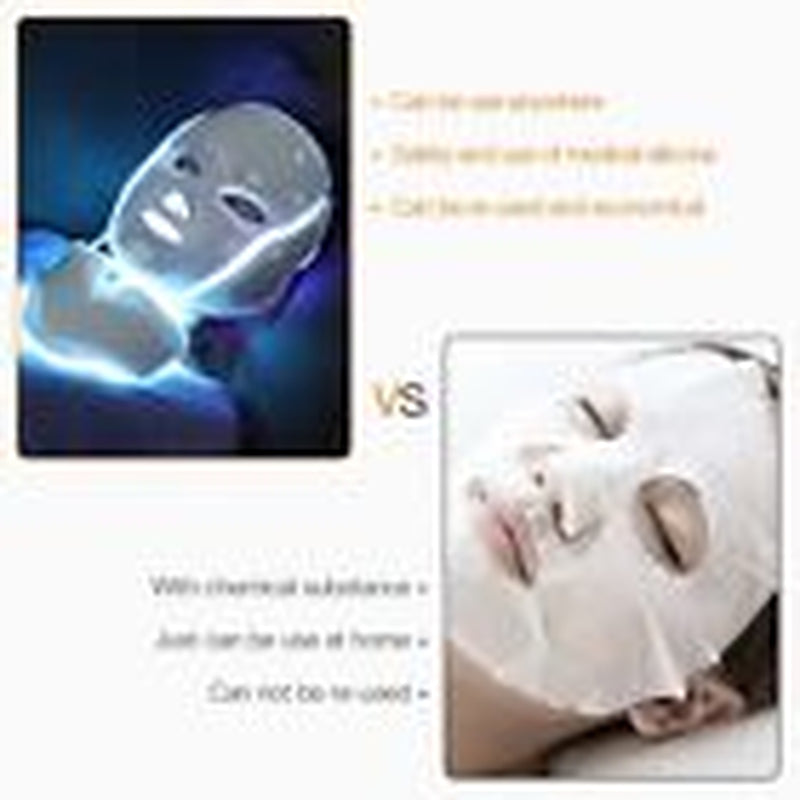 7 Colors LED Light Photon Face Neck Mask Rejuvenation Skin Wrinkles Therapy Mask