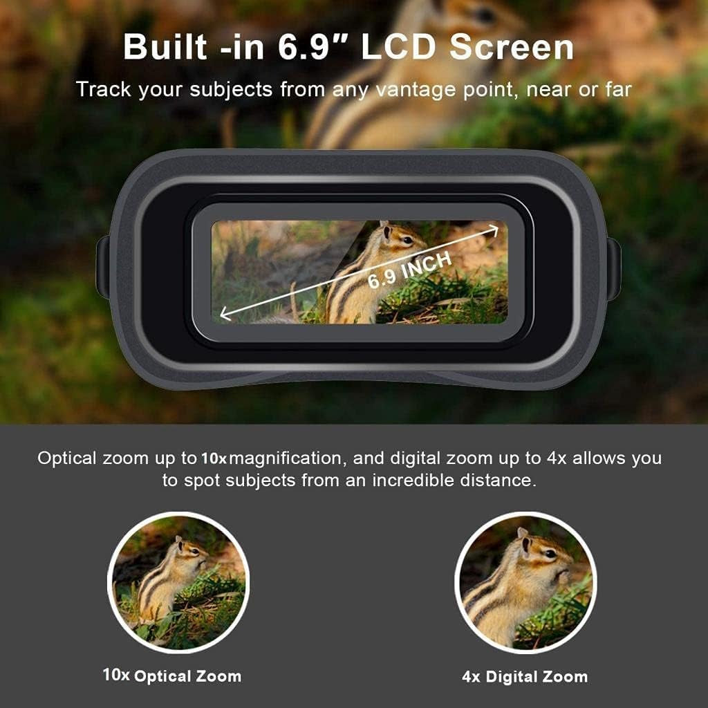B1 Night Vision Goggles Binoculars with LCD Screen, Infrared (IR) Digital Camera, Dual Photo + Video Recording for Spotting, Hunting, Tracking up to 300 Meters (Black)