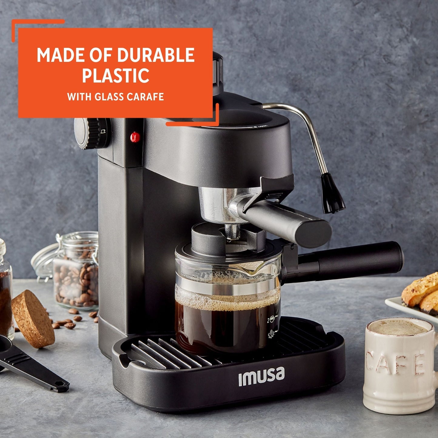 4 Cup Capacity Electric Espresso/Cappuccino Maker 800 Watts - Black, New