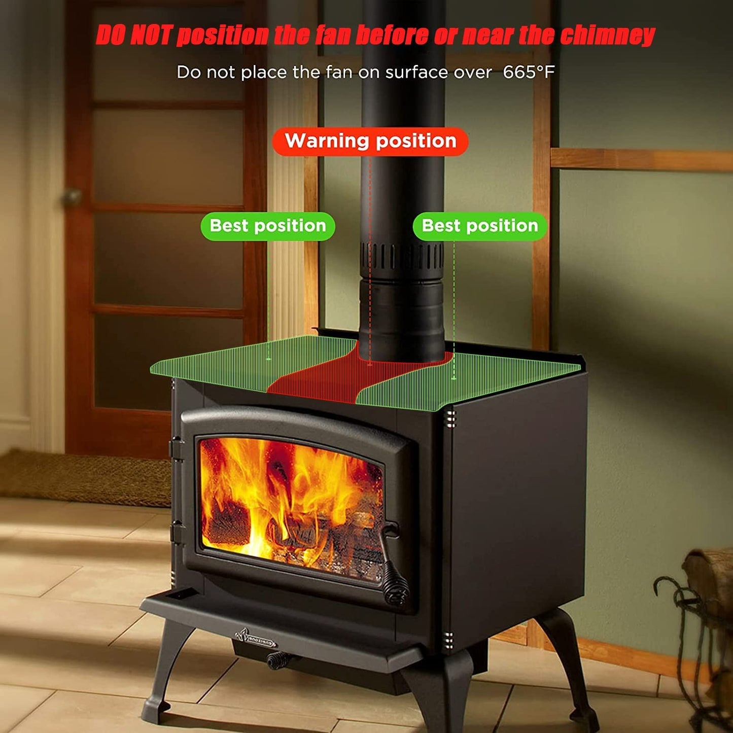 Wood Stove Fan Heat Powered, 5 Blades Non Electric Ecofan, Thermoelectric Fireplace Cocoon Fans for Log/Wood/Pellet Buring Stoves, save Fuel&Efficient Heat Transfer