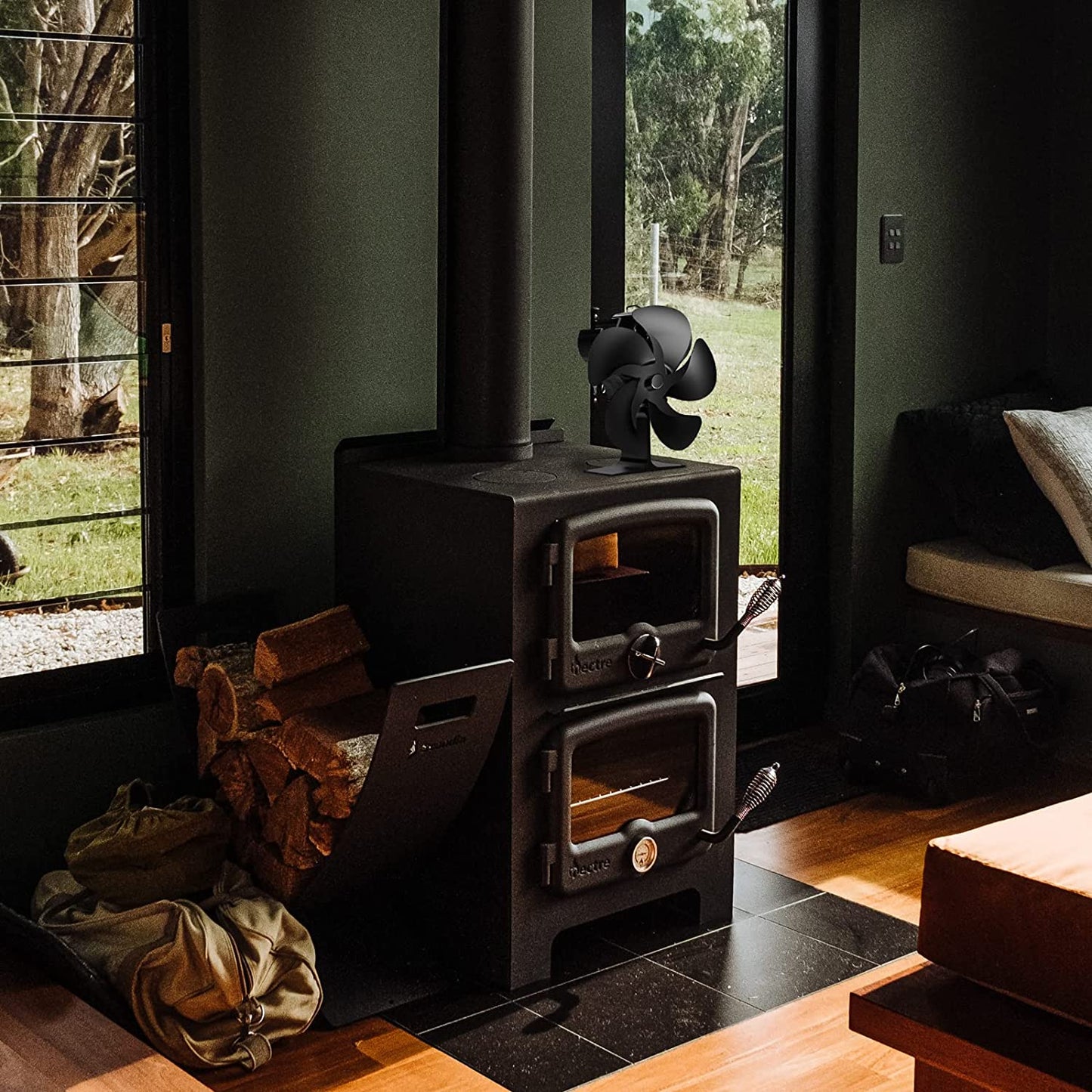 Wood Stove Fan Heat Powered, 5 Blades Non Electric Ecofan, Thermoelectric Fireplace Cocoon Fans for Log/Wood/Pellet Buring Stoves, save Fuel&Efficient Heat Transfer