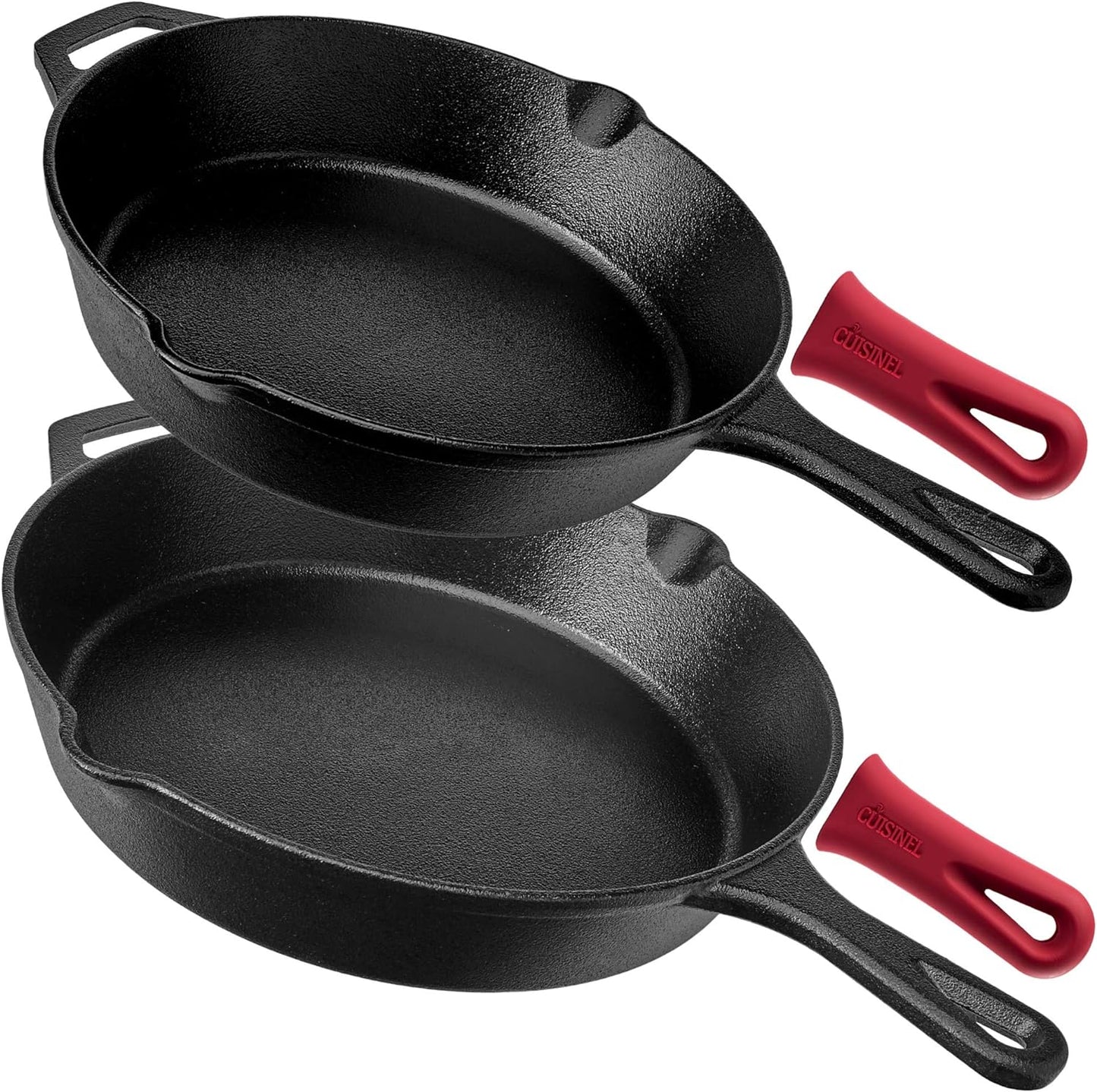 "Ultimate Cast Iron Skillets Set - Pre-Seasoned 12", 10", & 8" Frying Pans with Silicone Grip Covers - Versatile Cookware for Indoor/Outdoor Cooking, BBQ, Oven, and More!"
