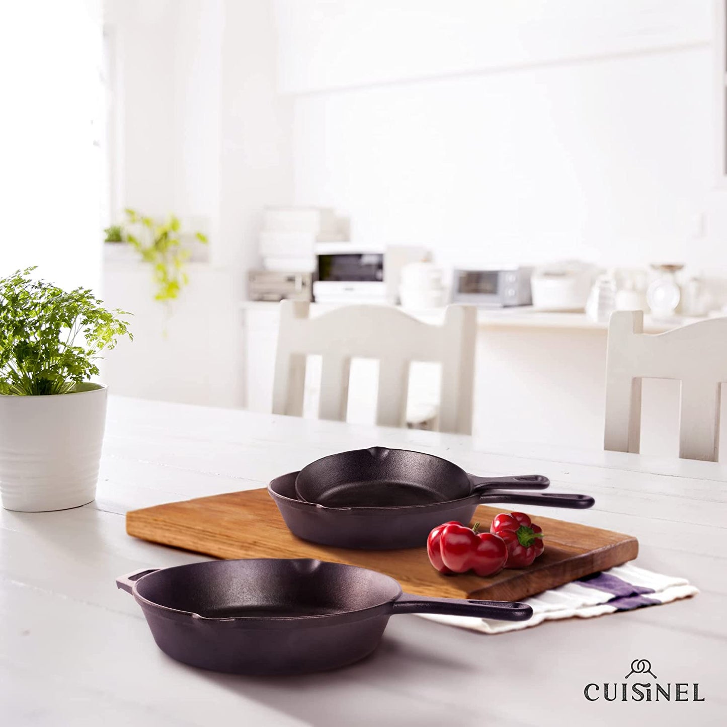 "Ultimate Cast Iron Skillets Set - Pre-Seasoned 12", 10", & 8" Frying Pans with Silicone Grip Covers - Versatile Cookware for Indoor/Outdoor Cooking, BBQ, Oven, and More!"