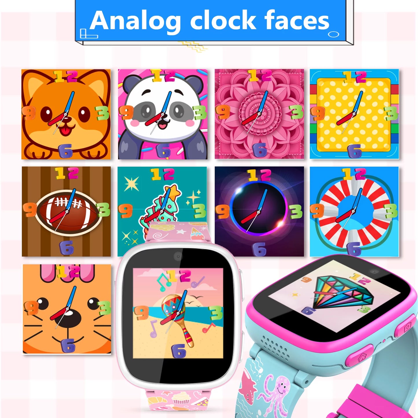 Kids Smart Watch for Girls Boys - Aquatic Creatures Style Wristwatch, 2023 New Version Upgrade Children Smartwatch, Blue