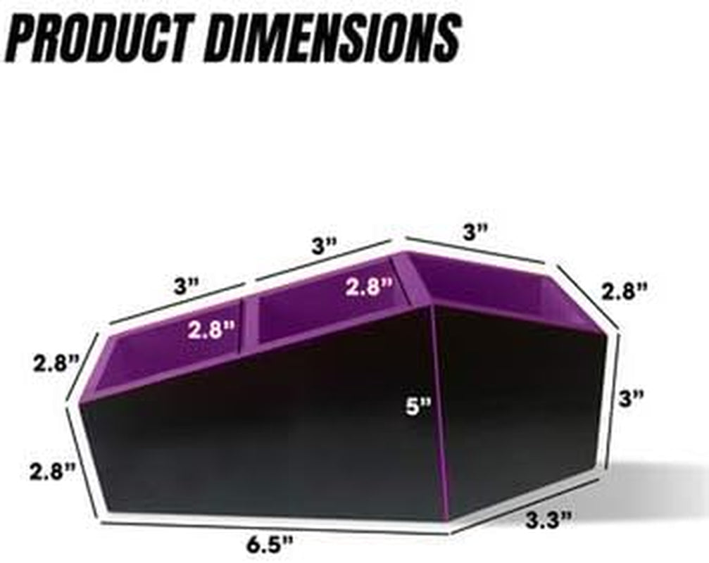Purple Coffin Makeup Brush Holder |3-Compartment Vanity Organizer and Desk Storage for Lipstick & Eyeshadow Pen| Skincare Cosmetic Display Cases for Bathroom