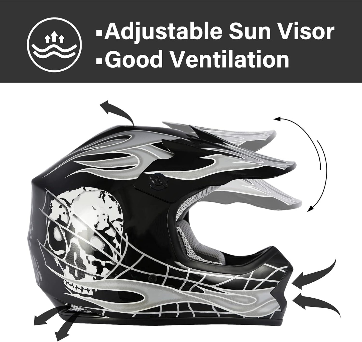 DOT Youth Kids Motorcycle Motocross ATV Helmets Offroad Street Dirt Bike Full Face Helmet