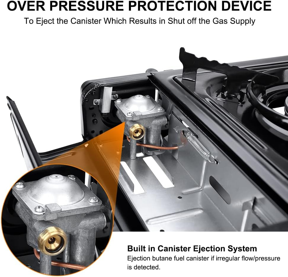 Dual Fuel Propane & Butane Stove with Carrying Case, Portable Camping Stoves with CSA Certification