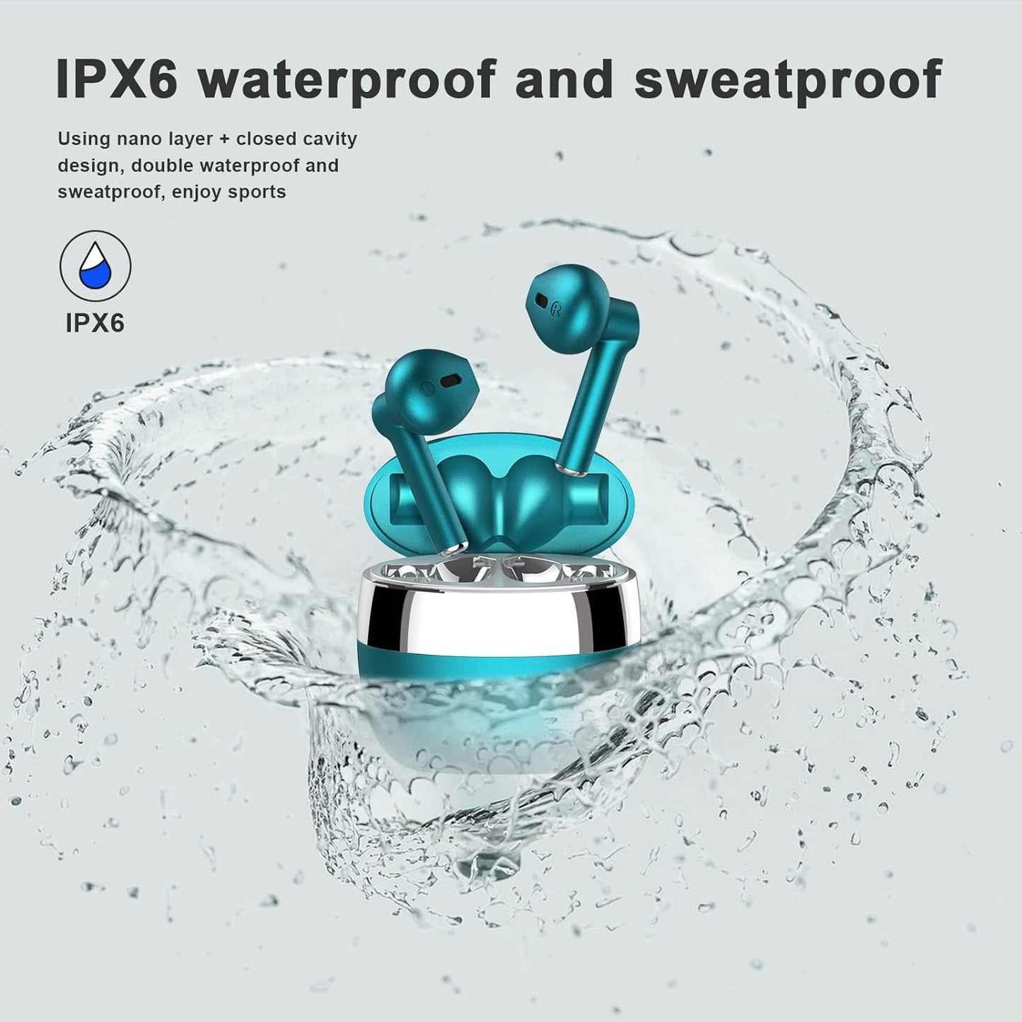 Wireless Earbuds, Bluetooth 5.2 ENC Noise Cancelling Deep Bass In-Ear Stereo Earphones, IPX6 Waterproof Headphones with Mic, USB-C Charging Case, Touch Control Ear Buds Headset for Iphone Android Ios