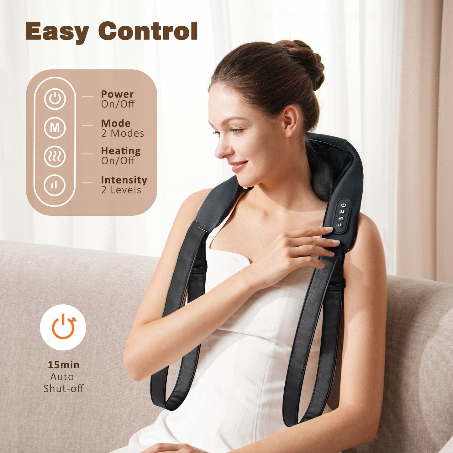 Neck Massager with Heat, Cordless Deep Tissue 4D Expert Kneading Massage for Home Use,, Shiatsu Neck and Shoulder Massage Pillow for Neck, Traps, Back and Leg Pain Relief, Gifts for Men Women Mo
