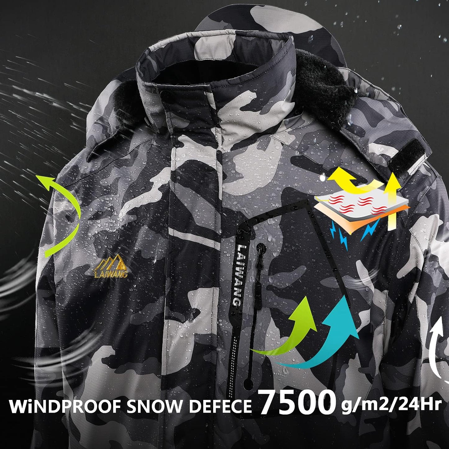 Mens Mountain Waterproof Ski Snow Jacket Windproof Raincoat Winter Warm Hooded Coat