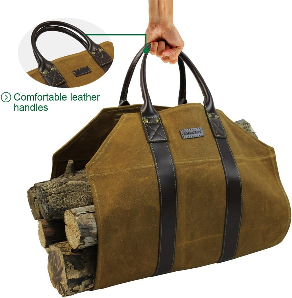 "π₯ Carry Your Firewood in Style! π²β¨ Check out our Waxed Canvas Log Tote Bag - Perfect for Indoor & Outdoor Adventures! ποΈπ₯ #FirewoodCarrier #CampingEssentials"