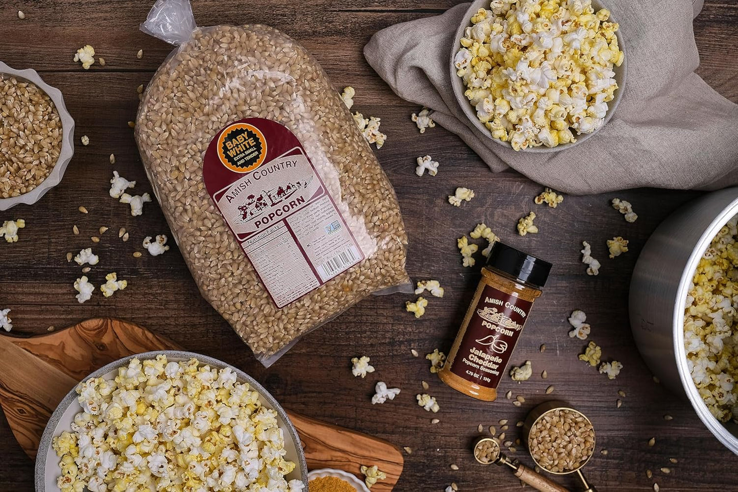 | Baby White Popcorn Kernels | Small and Tender | Old Fashioned, Non-Gmo and Gluten Free (6 Lb Bag)