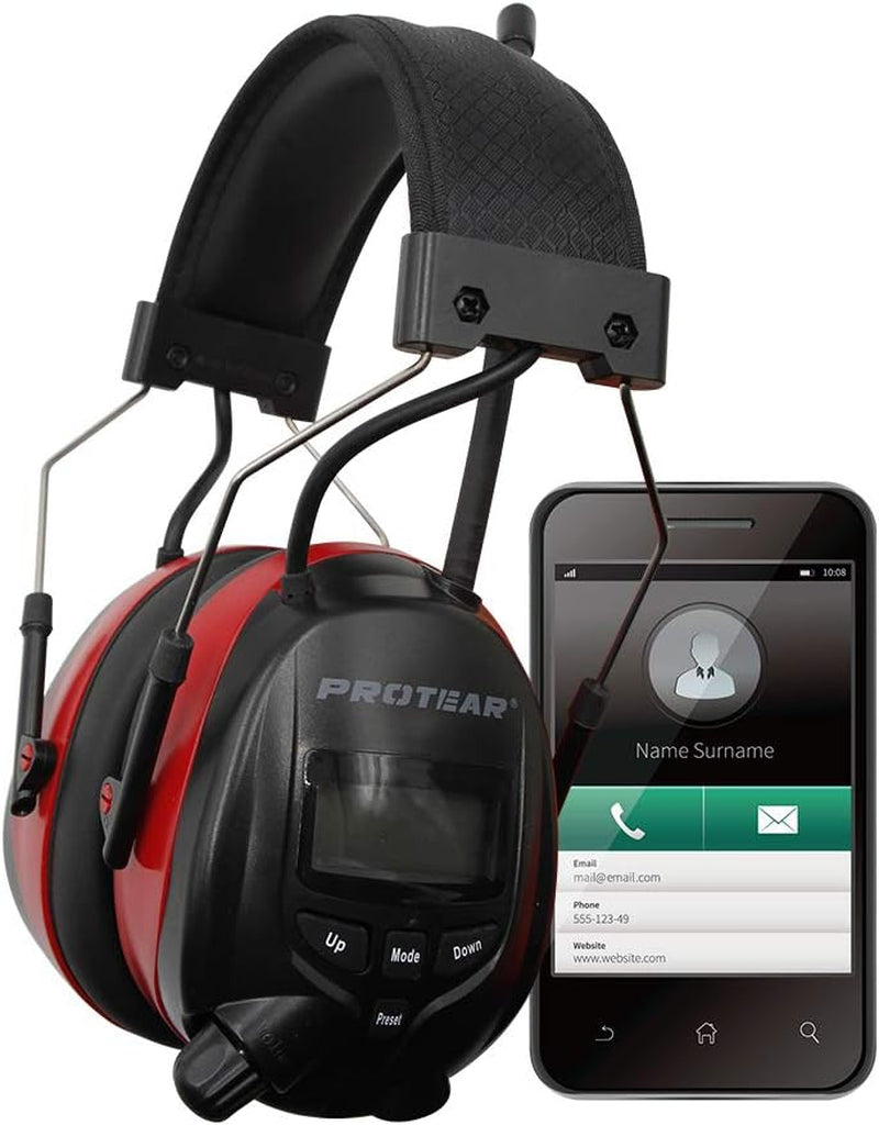 Bluetooth Radio Headphones,Am FM Noise Reduction Safety Earmuffs with Rechargeable 1200Mah Lithium Battery & Built-In Mic,Nrr 25Db Ear Protector for Working