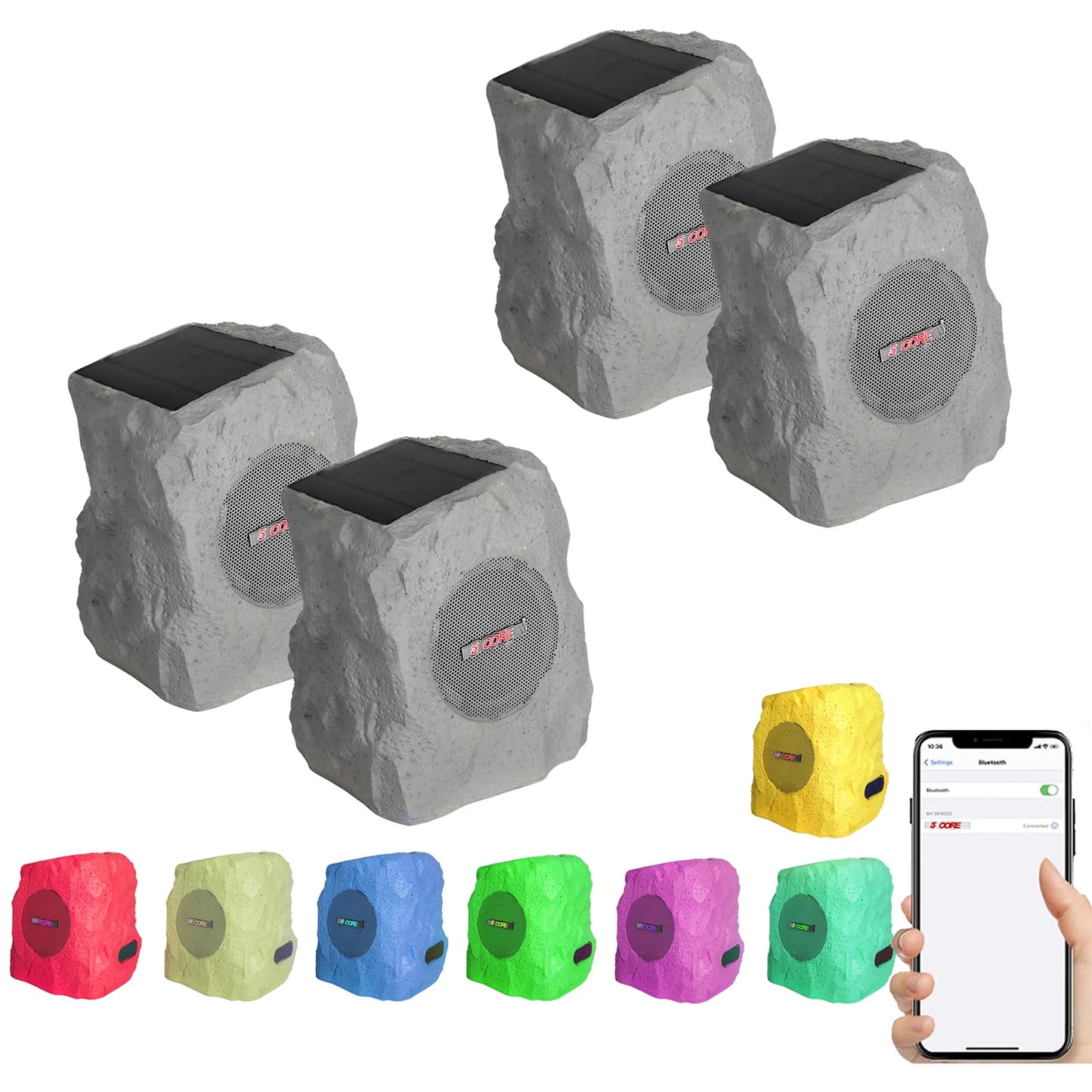 5Core Outdoor Speakers Bluetooth Waterproof Wireless Linkable TWS 10W Pool Patio Garden Rock Subwoofer