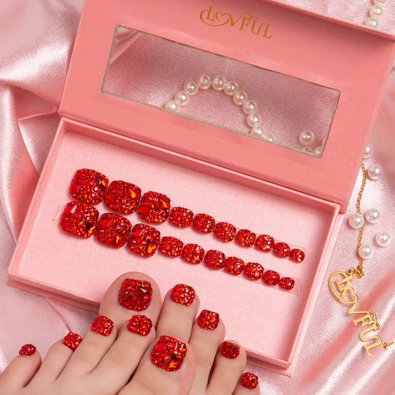 20PCS SIZE FREE Lovful Acrylictoes Handmade Press on Feet Nails Pedicure Acrylicnailtoes (RY)