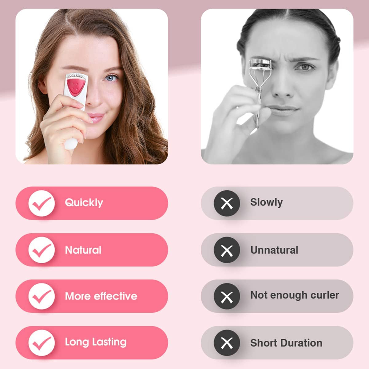 Professional Heated Eyelash Curler with Silicone Refill Pad Curling Tool for Women Long Lasting Eyelashes TB-2003B