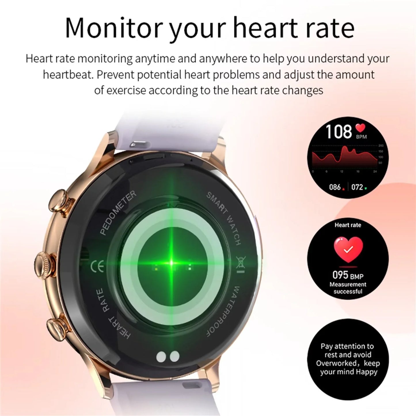 Women Purple Smart Watches for Android Iphone Bluetooth Call Custom Dials Stainless Strip