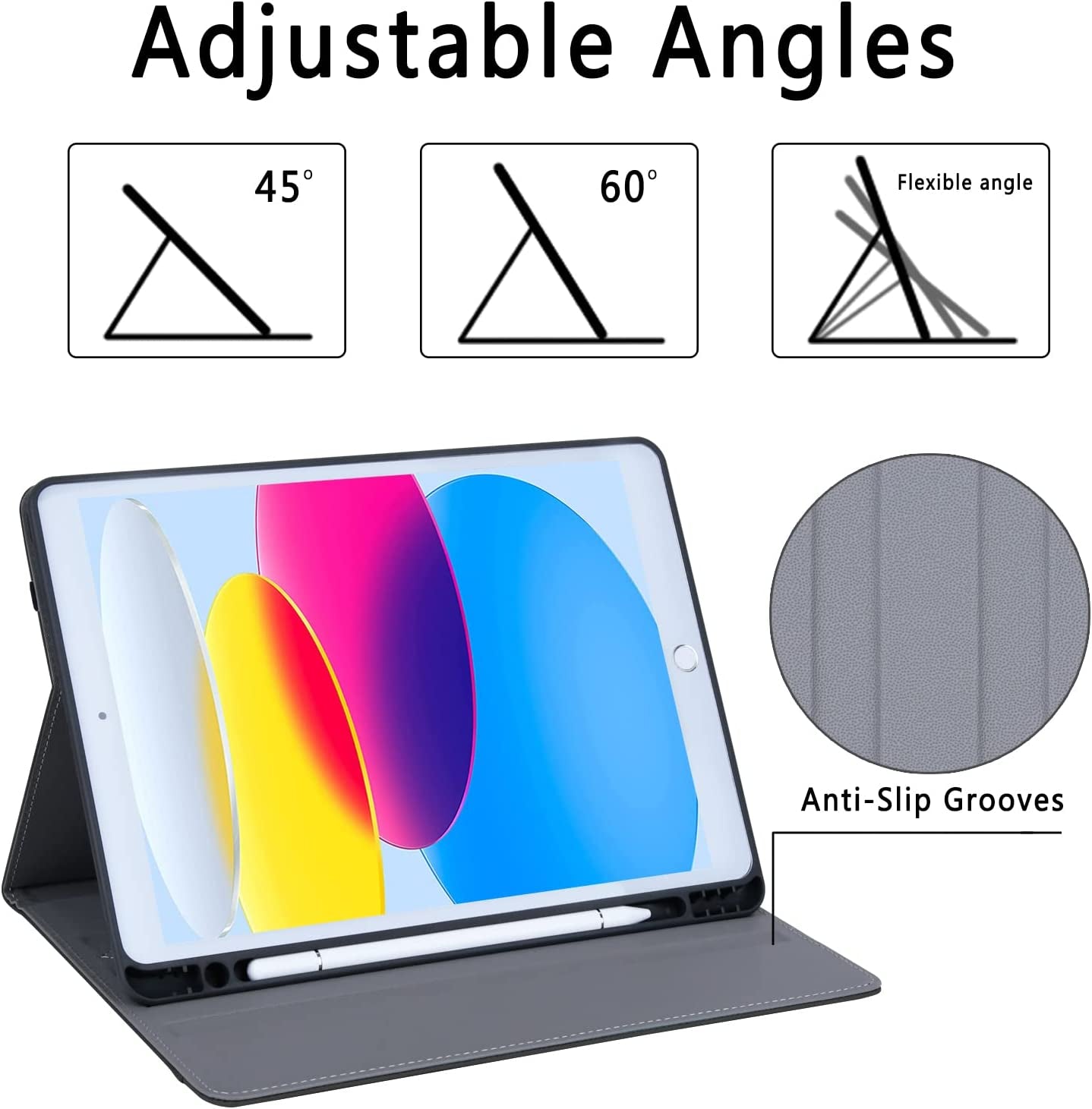 "Stylish & Functional: Leather Folio Case for iPad 9th/8th/7th Gen! π±β¨ Multiple Viewing Angles, Pencil Holder & Auto Sleep/Wake Feature! ποΈπ‘οΈ #iPadCase #TechStyle"