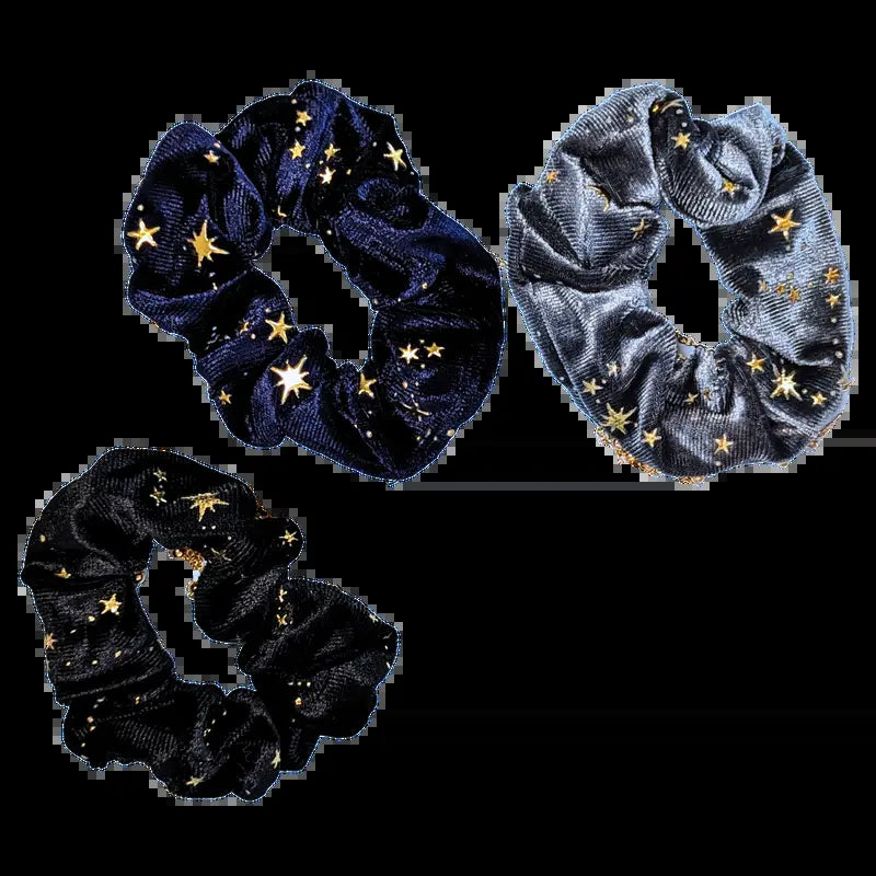Velvet Hair Scrunchie with Sparkly Stars - Available in 3 Colors