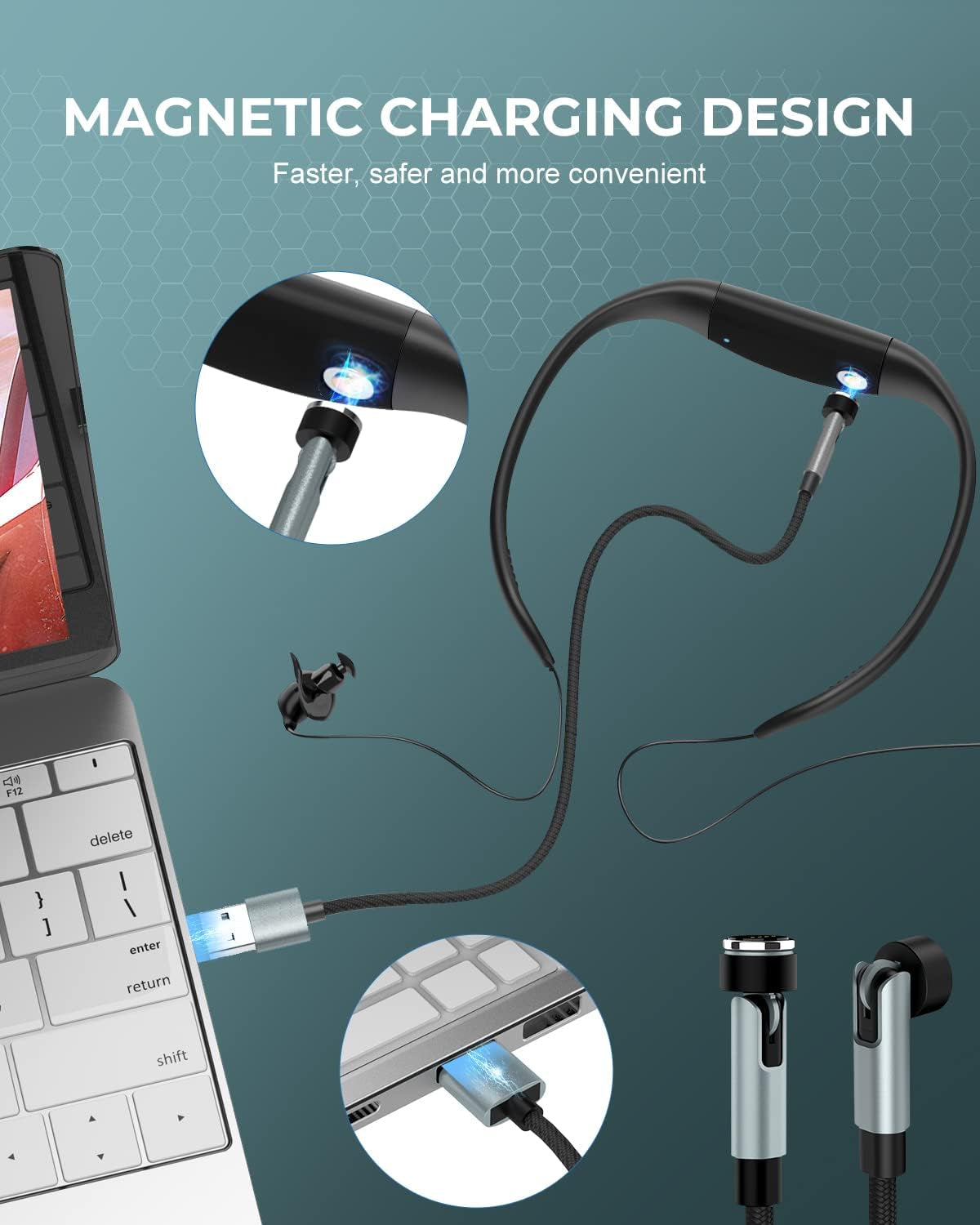 Waterproof MP3 Player for Swimming, IPX8 8GB Underwater Swim MP3, Running, Watersports, 20H Playing Time, Magnetic Charging Cable