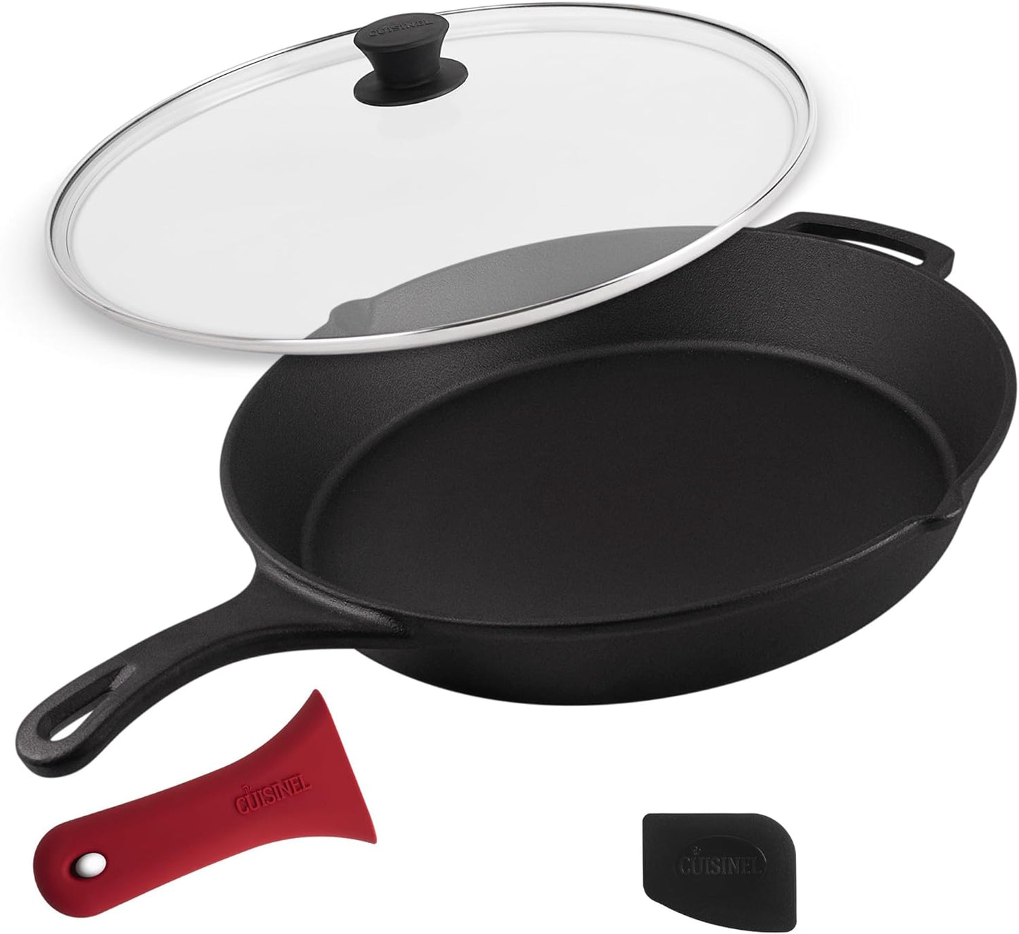 "Ultimate Cast Iron Skillets Set - Pre-Seasoned 12", 10", & 8" Frying Pans with Silicone Grip Covers - Versatile Cookware for Indoor/Outdoor Cooking, BBQ, Oven, and More!"