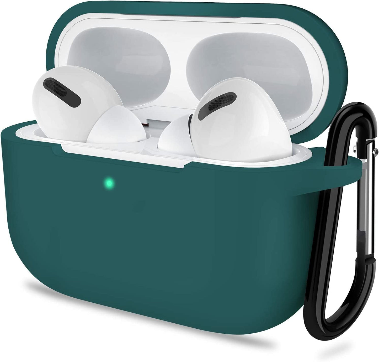 Stylish Midnight Green Silicone Case for AirPods Pro with Keychain - Perfect Protection for 2019/2022 Models!