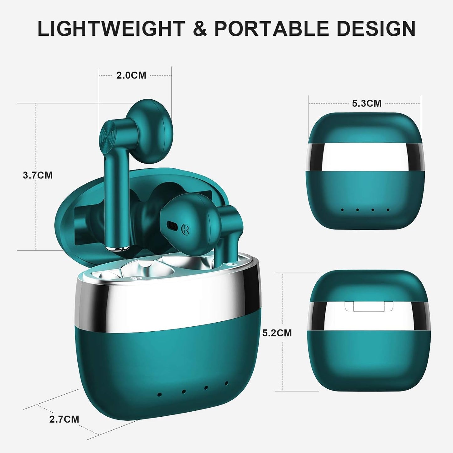 Wireless Earbuds, Bluetooth 5.2 ENC Noise Cancelling Deep Bass In-Ear Stereo Earphones, IPX6 Waterproof Headphones with Mic, USB-C Charging Case, Touch Control Ear Buds Headset for Iphone Android Ios