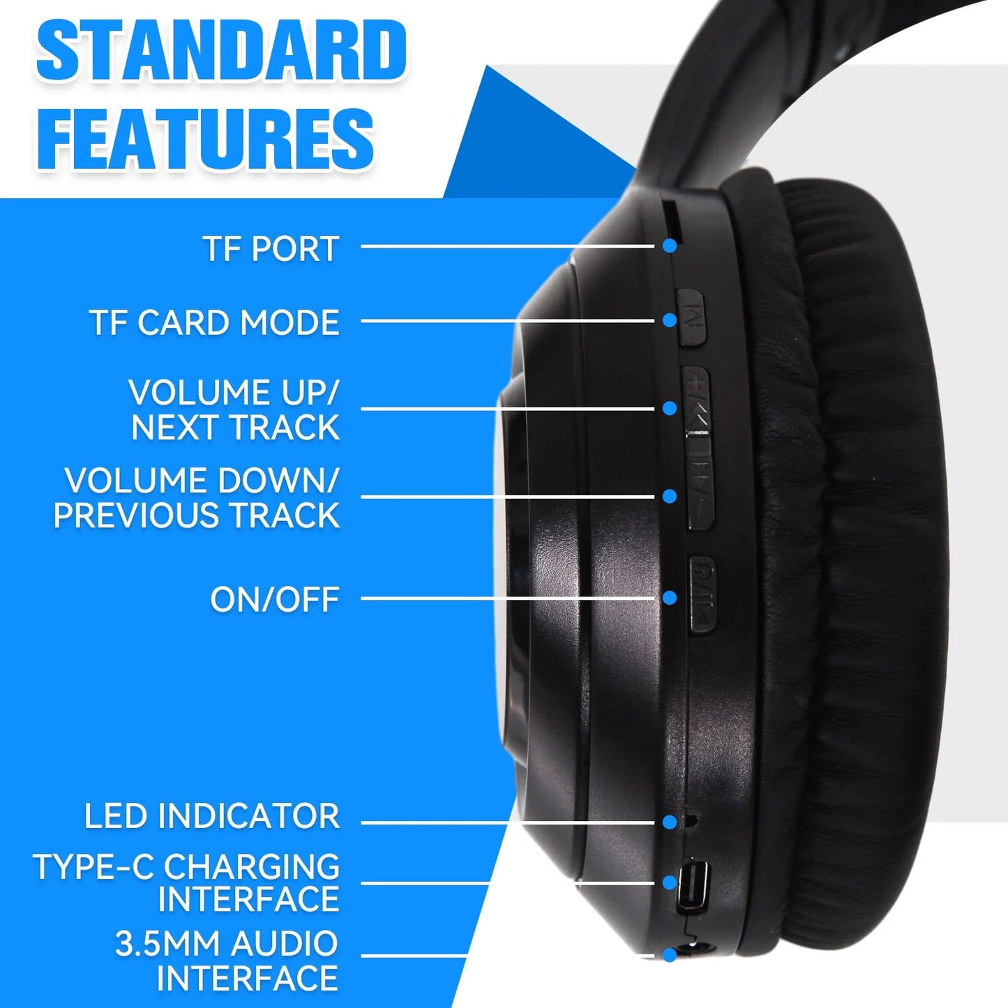 Noise Cancelling Headphones with Microphone Wireless Over-Ear Bluetooth Headphones, Hi-Res Audio, Deep Bass, Memory Foam Ear Cups, Quick Charge, for TV, Travel, Home Office