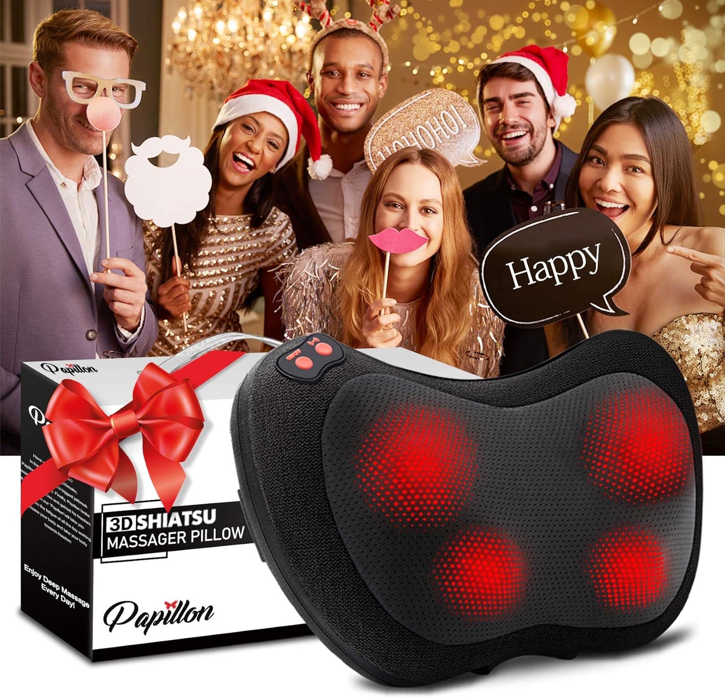 Back Massager,Shiatsu Neck Massager for Pain Relief,Electric Shoulder Foot Massage Pillow with Heat,Gifts for Mothers Day,Christmas Gifts for Women/Men,Deep Tissue Kneading for Waist,Legs