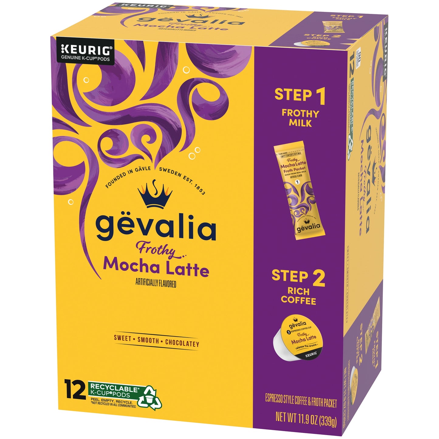 Mocha Latte K-Cup Espresso Coffee Pods & Latte Froth Packets, 12 Ct Box