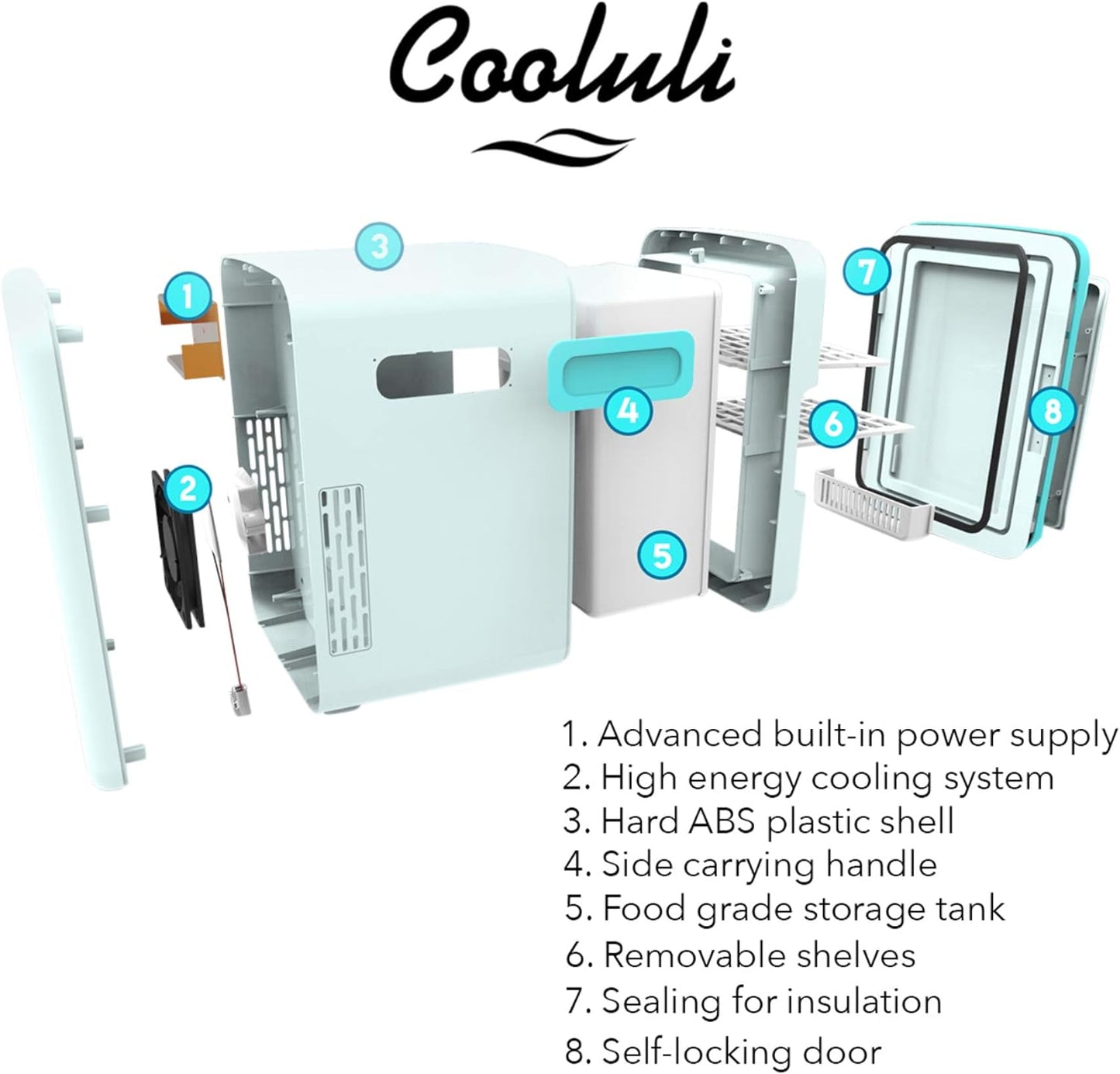 15L Mini Fridge for Bedroom - Car, Office Desk & College Dorm Room - 12V Portable Cooler & Warmer for Food, Drinks, Skincare, Beauty, Makeup & Cosmetics - AC/DC Small Refrigerator (White)