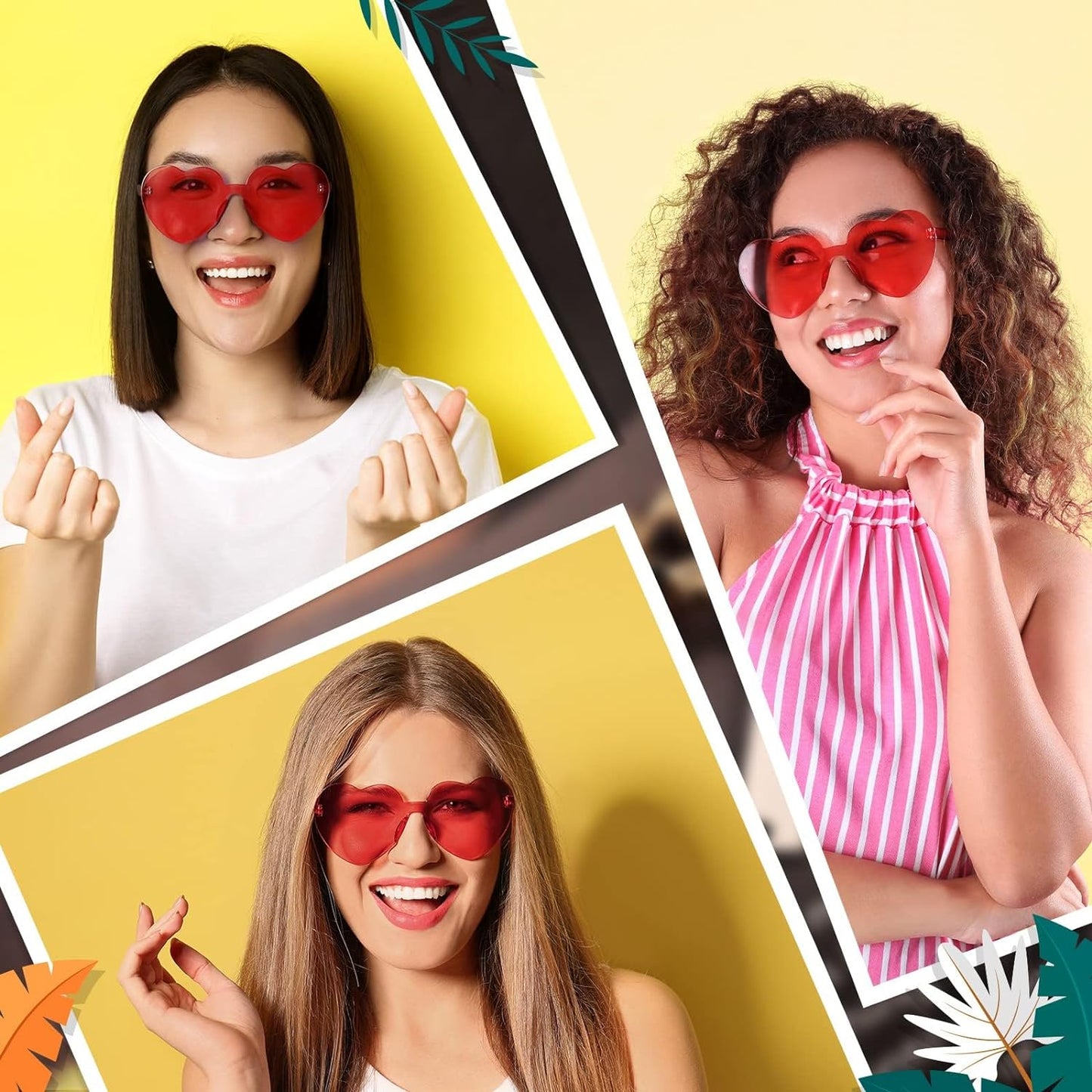 Heart Sunglasses for Fashion Party Queen Style, Rimless Heart Shaped Sunglasses for Women Party Favor…