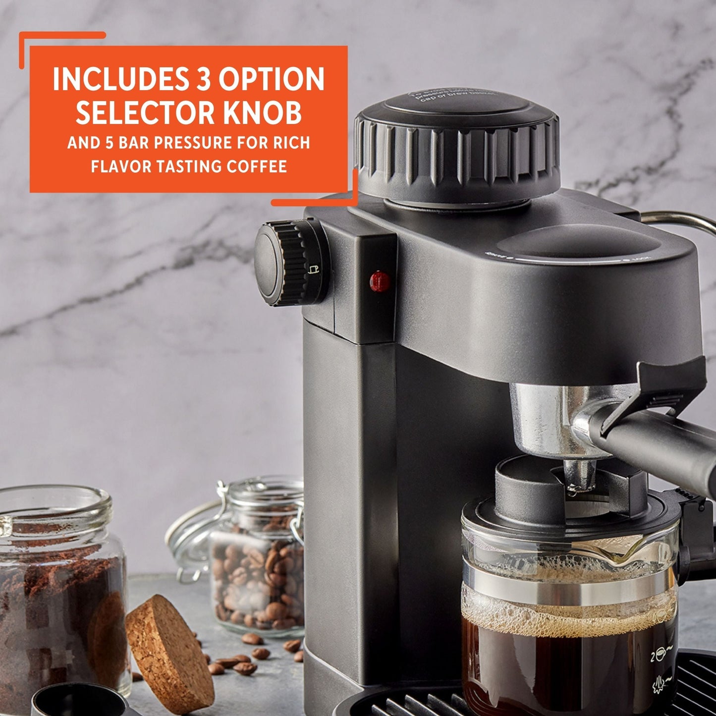 4 Cup Capacity Electric Espresso/Cappuccino Maker 800 Watts - Black, New