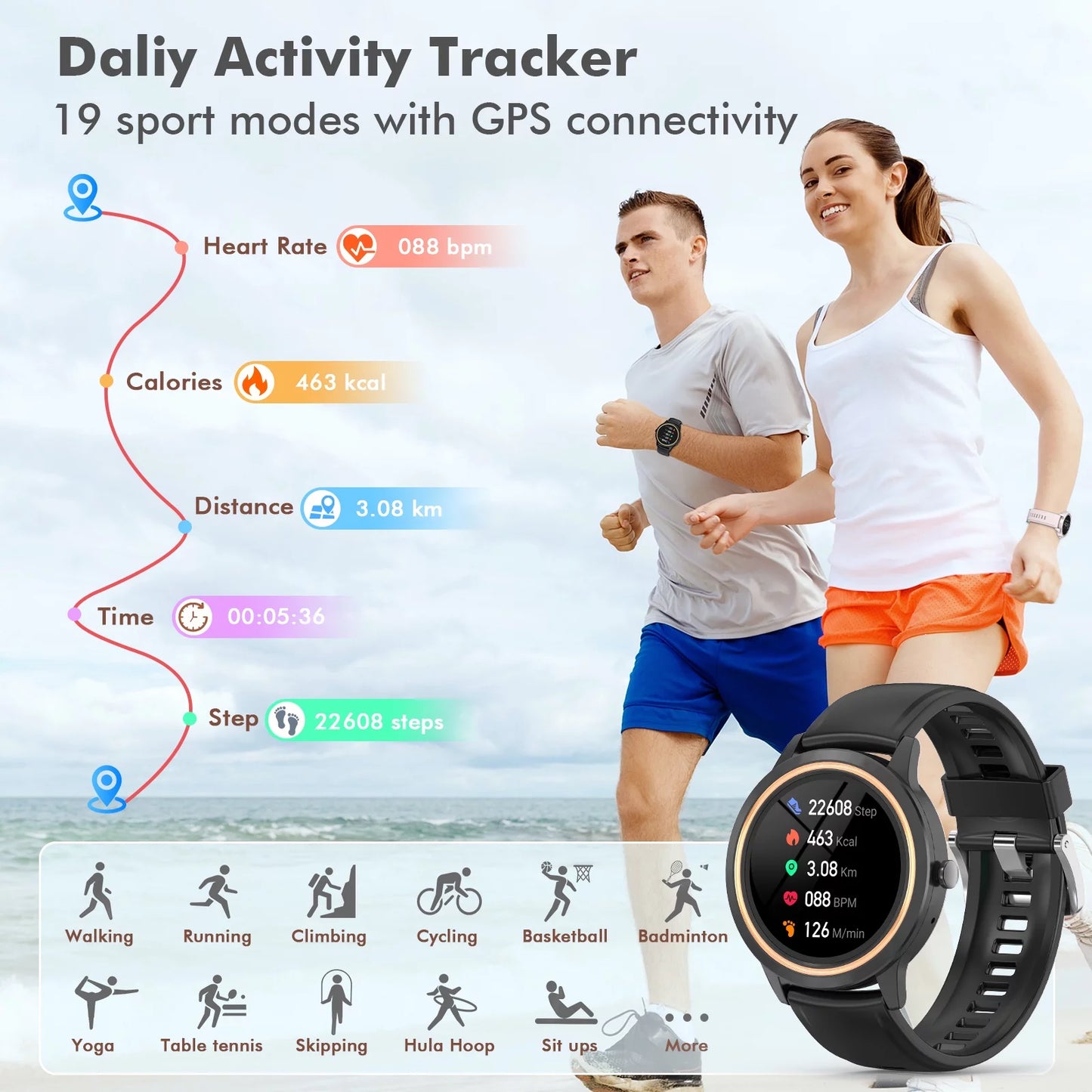 Smart Watch (Answer/Make Call), 1.32" Sports Smartwatch Compatible with Android and Ios Phones,Black