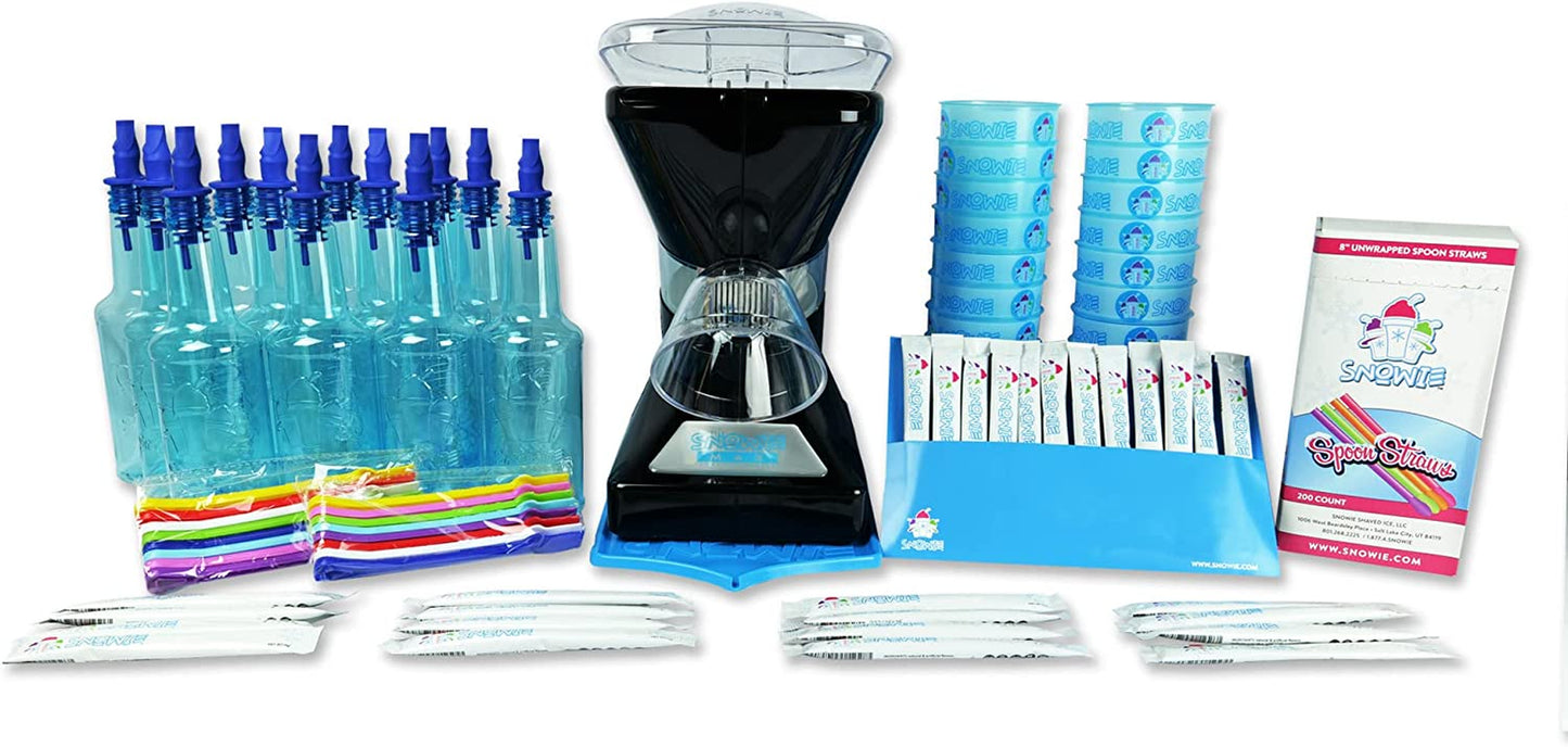 Treat to the max with the Little Max Snow Cone Machine- Summer fun year round! -Premium Shaved Ice Maker, with Powder Sticks Syrup Mix, Entrepreneur Kit
